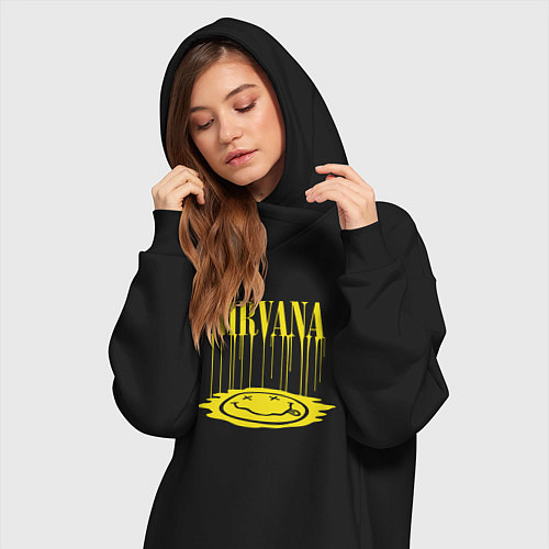 Женская толстовка-платье Nirvana Логотип Нирвана / Черный – фото 3