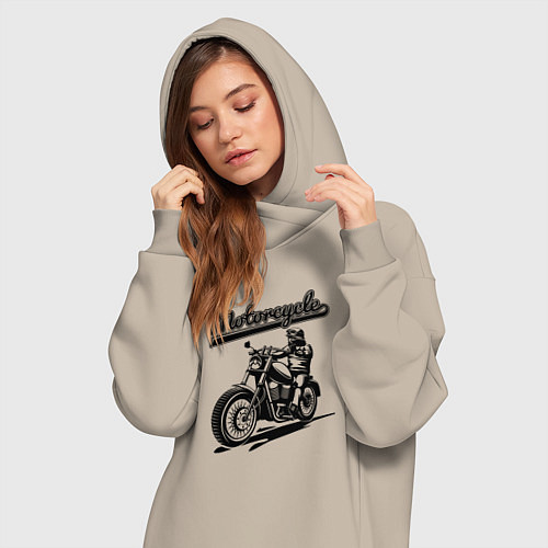 Женская толстовка-платье Motorcycle Cool rider / Миндальный – фото 3