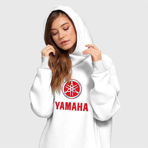 Женская толстовка-платье Yamaha Логотип Ямаха / Белый – фото 3