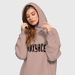 Женское худи-платье Ни фига себе! Фраза, цвет: пыльно-розовый — фото 2