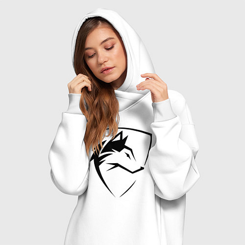 Женская толстовка-платье Wolf Emblem Jaw / Белый – фото 3