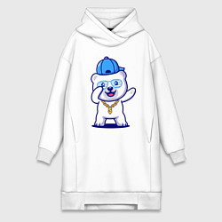 Женское худи-платье Cool panda Dab, цвет: белый