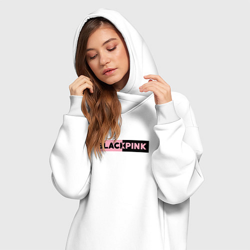 Женская толстовка-платье BLACKPINK ЛОГОТИП / Белый – фото 3