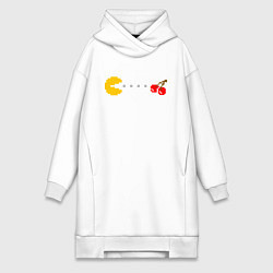 Женское худи-платье Pac-man 8bit, цвет: белый