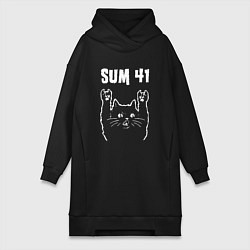 Женское худи-платье SUM41 РОК КОТ, цвет: черный