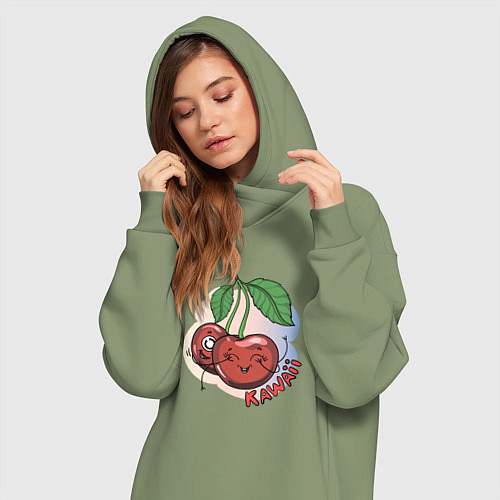Женская толстовка-платье Вишни Kawaii / Авокадо – фото 3