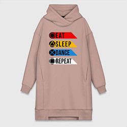Женская толстовка-платье Есть Спать Танцевать Повторить