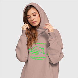 Женское худи-платье МЕМ КОТ ПРОГРАММИСТ МАТРИЦА NEON, цвет: пыльно-розовый — фото 2