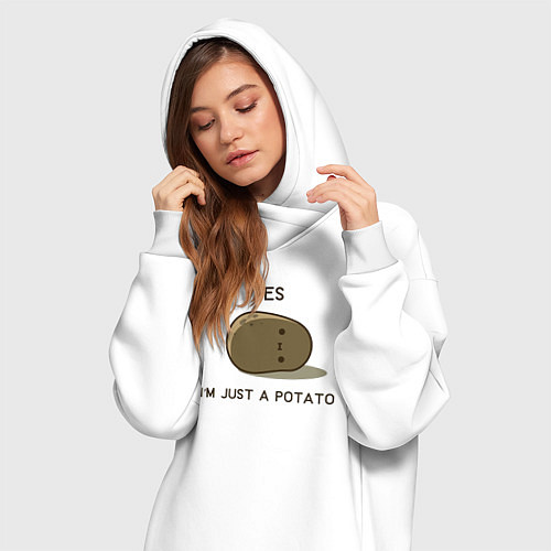 Женская толстовка-платье Yes, im just a potato / Белый – фото 3