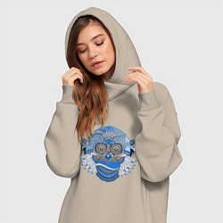 Женское худи-платье ОБЕЗЬЯНА ТАТУ, цвет: миндальный — фото 2