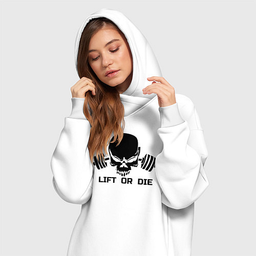 Женская толстовка-платье Lift or die / Белый – фото 3