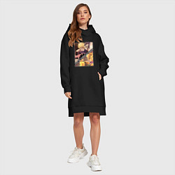 Женское худи-платье Дио Брандо из ДжоДжо, цвет: черный — фото 2