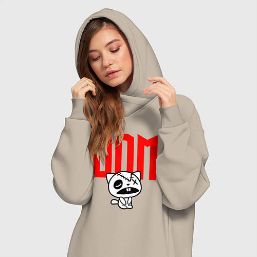 Женская толстовка-платье JDM Kitten-Zombie Japan / Миндальный – фото 3