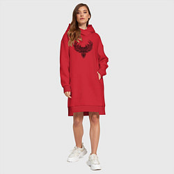 Женское худи-платье Абстрактная совушка, цвет: красный — фото 2