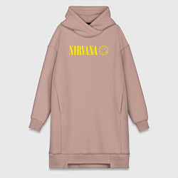 Женское худи-платье Nirvana logo, цвет: пыльно-розовый