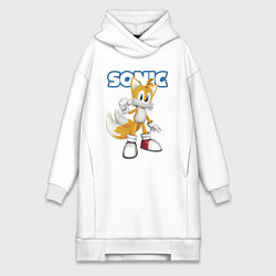 Женское худи-платье Майлз Тейлз Прауэр Sonic Видеоигра, цвет: белый