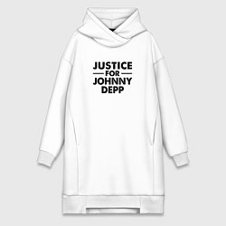 Женское худи-платье Справедливость для Джонни Деппа, цвет: белый