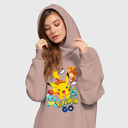 Женское худи-платье ПОКЕМОНЫ POKEMON, цвет: пыльно-розовый — фото 2
