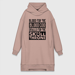 Женское худи-платье Девиз последователей Кхорна для светлого фона, цвет: пыльно-розовый