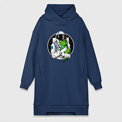 Женская толстовка-платье Космонавт с инопланетным котом