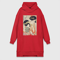 Женское худи-платье Chojiya Hinazuru Hinamatsu Две девушки, цвет: красный