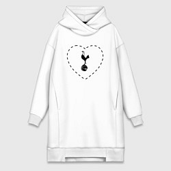 Женское худи-платье Лого Tottenham в сердечке, цвет: белый