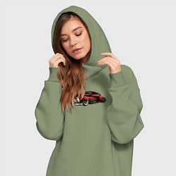Женское худи-платье Retro car ретро-автомобиль, цвет: авокадо — фото 2