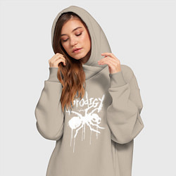 Женское худи-платье Draw white logo - Ant, цвет: миндальный — фото 2