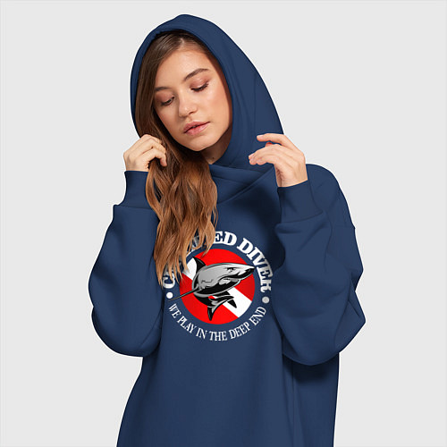 Женская толстовка-платье Сертифицированный дайвер / Тёмно-синий – фото 3