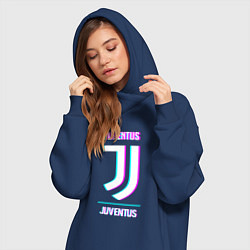 Женское худи-платье Juventus FC в стиле Glitch, цвет: тёмно-синий — фото 2