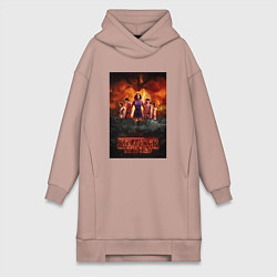 Женское худи-платье Очень странные дела, персонажи, цвет: пыльно-розовый