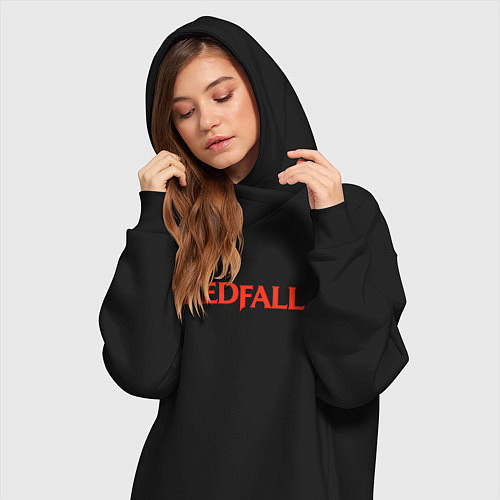 Женская толстовка-платье Redfall logo / Черный – фото 3