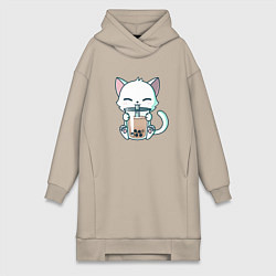 Женская толстовка-платье Котик с бабл ти