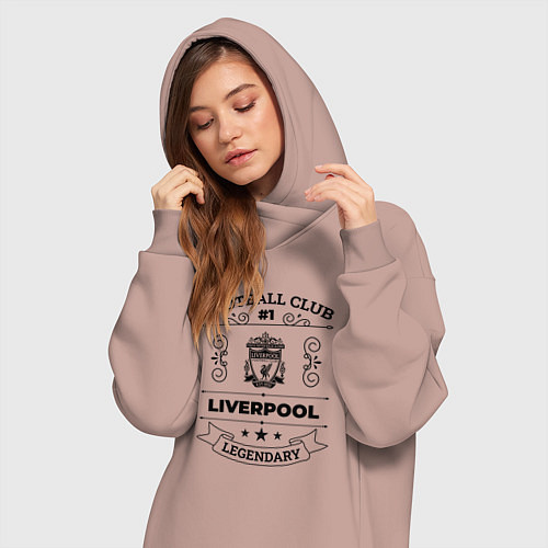 Женская толстовка-платье Liverpool: Football Club Number 1 Legendary / Пыльно-розовый – фото 3