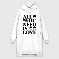 Женская толстовка-платье ALL YOU NEED IS LOVE THE BEATLES
