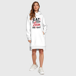 Женское худи-платье Надпись: Eat Sleep Zelda Repeat, цвет: белый — фото 2