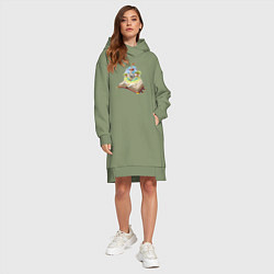 Женское худи-платье Книжный замок, цвет: авокадо — фото 2