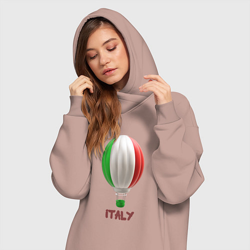 Женская толстовка-платье 3d aerostat Italy flag / Пыльно-розовый – фото 3