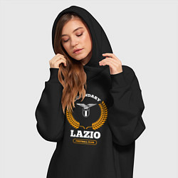 Женское худи-платье Лого Lazio и надпись Legendary Football Club, цвет: черный — фото 2