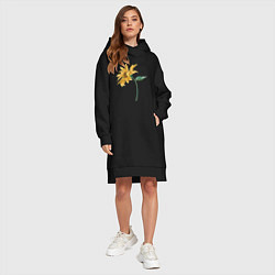 Женское худи-платье Branch With a Sunflower Подсолнух, цвет: черный — фото 2