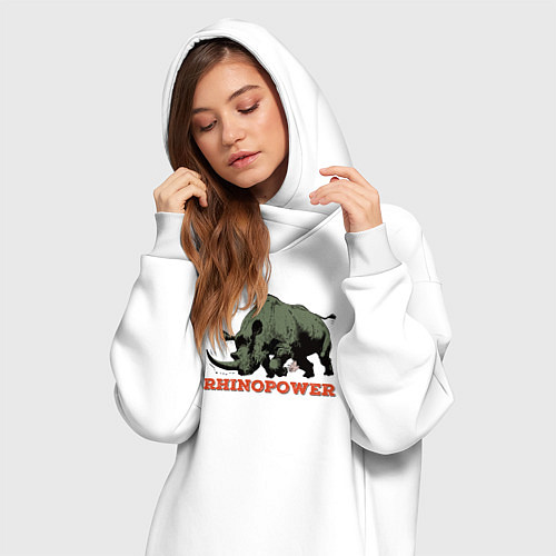 Женская толстовка-платье СИЛА НОСОРОГА / Белый – фото 3