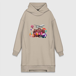 Женское худи-платье FLYING TO THE SEA, цвет: миндальный