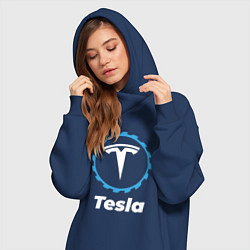 Женское худи-платье Tesla в стиле Top Gear, цвет: тёмно-синий — фото 2