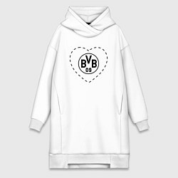 Женское худи-платье Лого Borussia в сердечке, цвет: белый