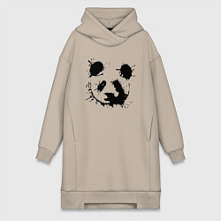 Женское худи-платье Прикольный панда - клякса, цвет: миндальный