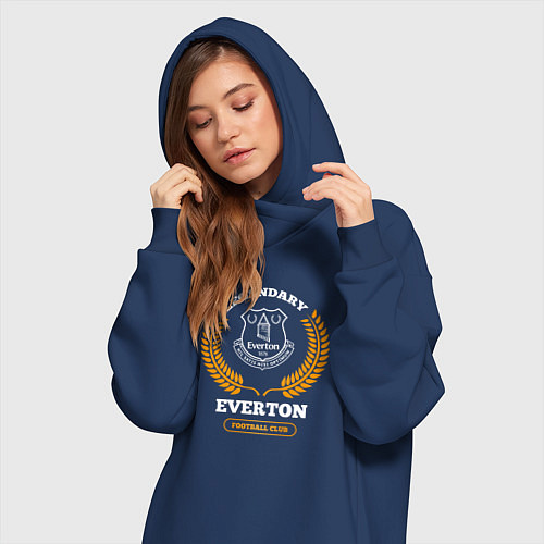 Женская толстовка-платье Лого Everton и надпись legendary football club / Тёмно-синий – фото 3
