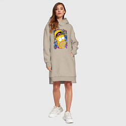 Женское худи-платье Мозг Гомера Симпсона - постер, цвет: миндальный — фото 2
