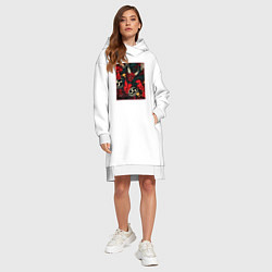 Женское худи-платье Японский Бог Райдзин - Traditional Japanese Art, цвет: белый — фото 2