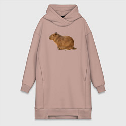 Женская толстовка-платье Капибара сидит и спит