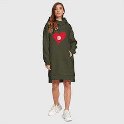 Женское худи-платье Сердце - Тунис, цвет: хаки — фото 2